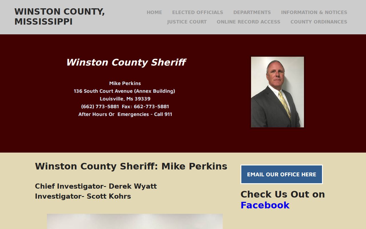 Winston County Sheriff official page for outstanding warrant confirmation